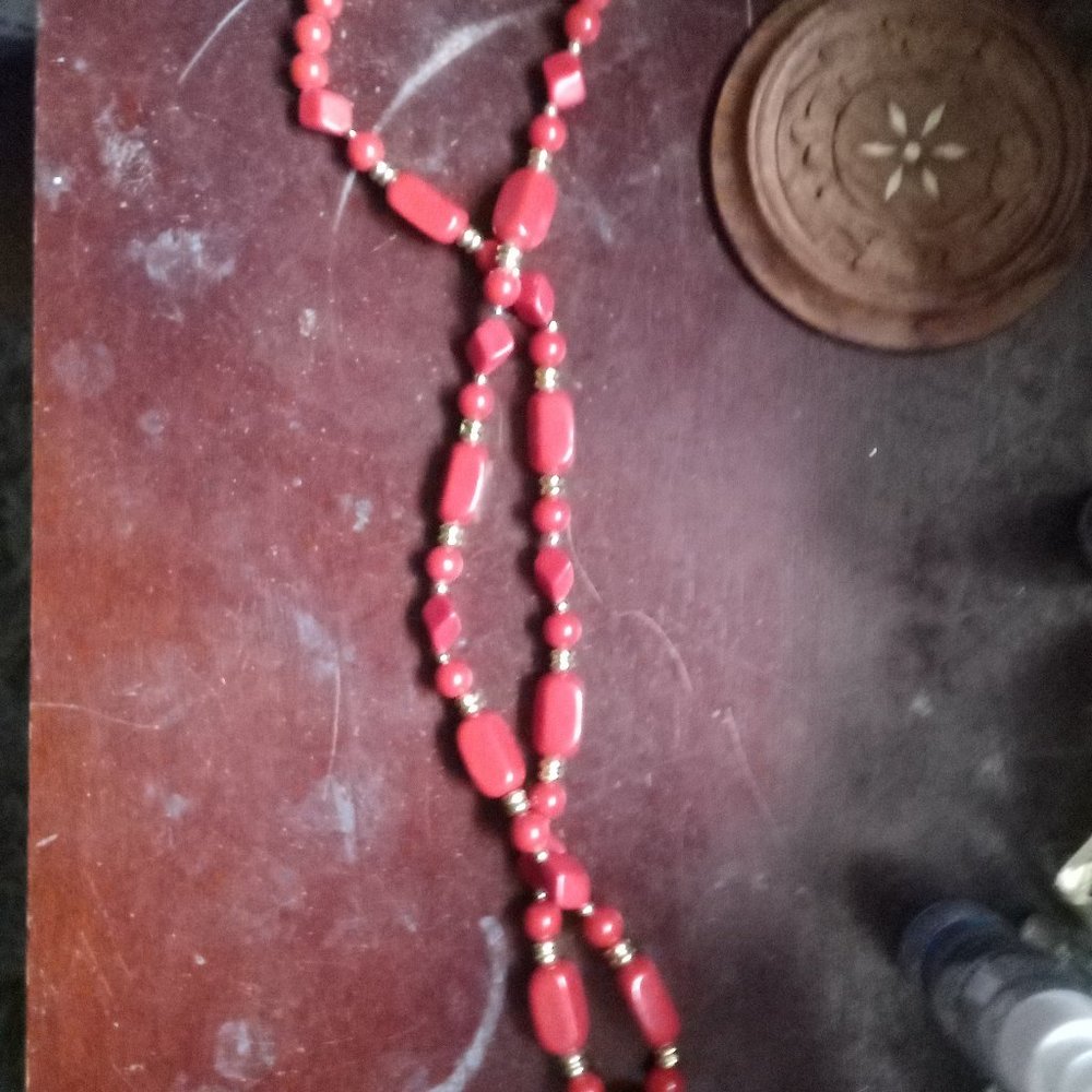 Red costume necklace